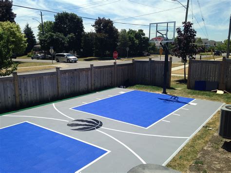 20' x 40' Basketball Court in Brooklin, ON Surfaces is the SnapSports DuraCourt | Backyard court ...