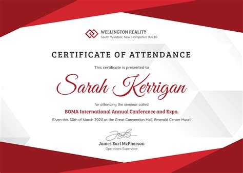 Free Employee Attendance Certificate Template in Adobe Photoshop, Illustrator | Template.net