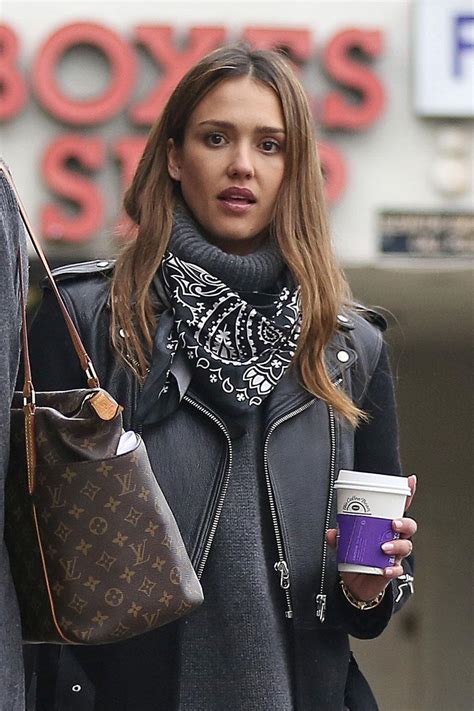 Makeup-Free Jessica Alba Grabs Coffee In Sexy Leather Jacket