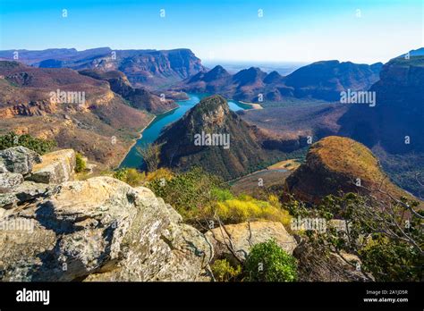 impressive view of three rondavels and the blyde river canyon in south ...