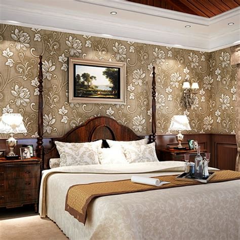 10M 3D Flower Pattern Wallpaper for Bedroom Living Room Decor Brown ...