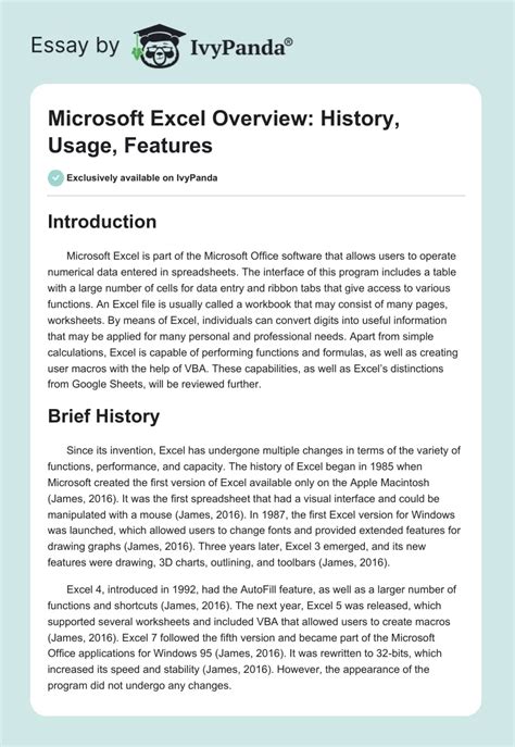 Microsoft Excel Overview: History, Usage, Features - 2787 Words ...