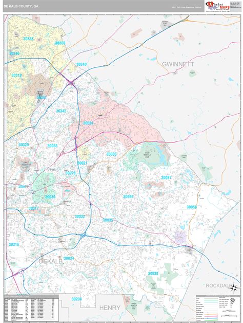 DeKalb County, GA Wall Map Premium Style by MarketMAPS - MapSales