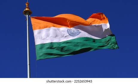 Indian National Flag Hoisting High Under Stock Photo 2252653943 ...