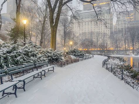 Central Park, New York City snow storm — Stock Photo © johnanderson ...