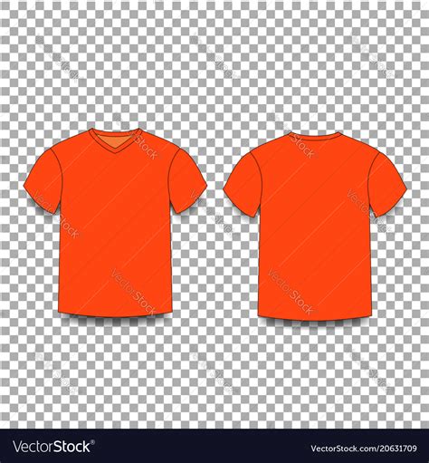 Orange male t-shirt template v-neck front and Vector Image