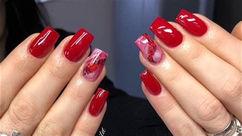 Short Sweet Classy Red Acrylic Nails - YouTube