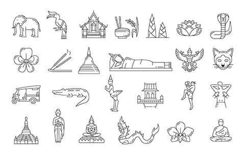 Premium Vector | Thailand travel landmarks thai national symbols