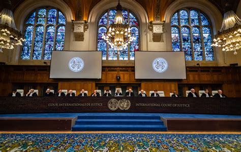 View of the ICJ courtroom The Members of the Court | Courthouse News ...