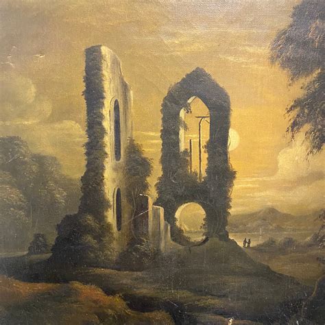 Gothic Oil Painting of Haunting Ruins | 19th Century Regionalist Art – Mad Van Antiques