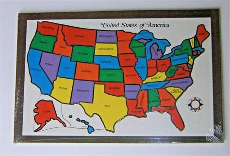 Vintage Map of the United States Wooden Puzzle Homeschooling #Unbranded in 2020 | Map puzzle ...