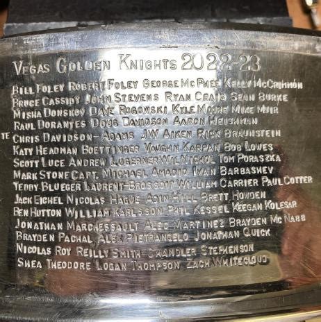 All 52 Names Engraved On The 2023 Stanley Cup From The Vegas Golden Knights - SinBin.vegas