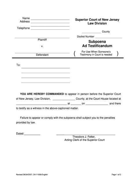 Subpoena Ad Testificandum Court Testimony Form - Fill Out and Sign ...