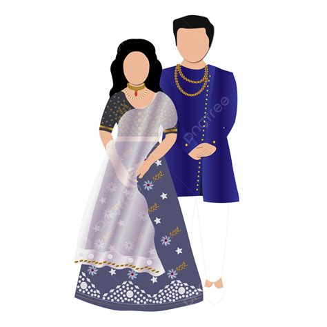 Indian Wedding Couple Outfits For Bride And Groom Transparent ...