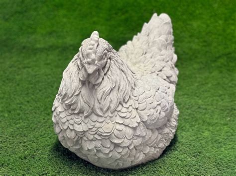 Sitting Large Chicken Statue Concrete Resting Chicken Figurine Outdoor Farm Animal Sculpture XL ...