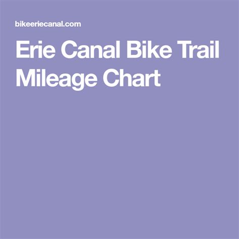 Erie Canal Bike Trail Mileage Chart | Mileage chart, Erie canal, Bike trails