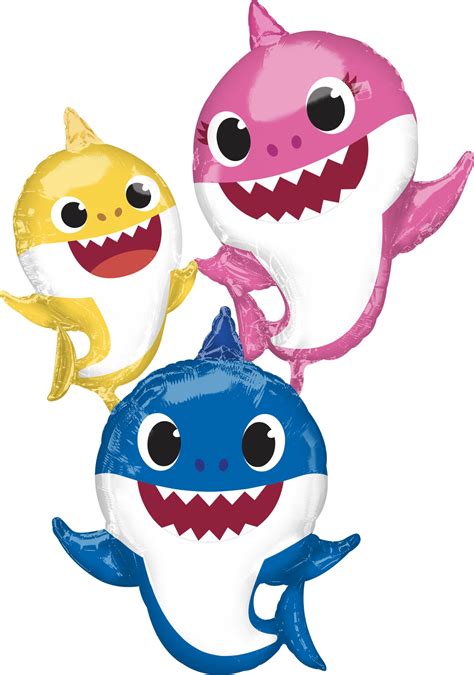 Baby Shark Family Gliding Foil Balloon for Birthday Party, Helium Inflation Included, 66-in ...