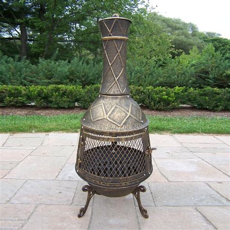 Oakland Living 34.5-in H x 15-in D x 15-in W Antique bronze Chiminea at Lowes.com