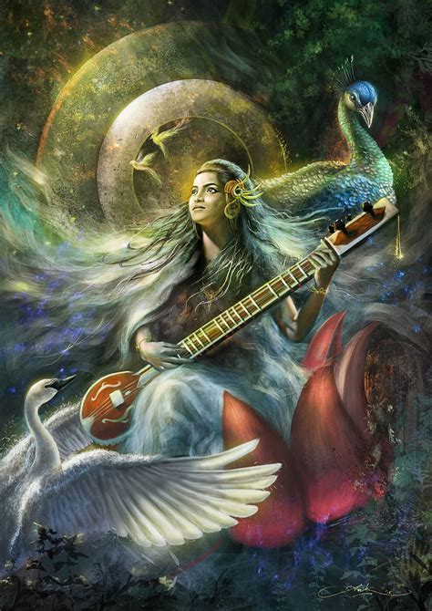 The hindu goddess of music anik biswas – Artofit