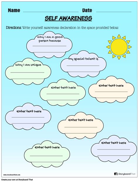 Self-awareness Mindfulness Worksheets Storyboard