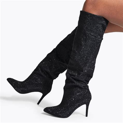 STAND OUT Black Jewelled High Leg Boots by CARVELA