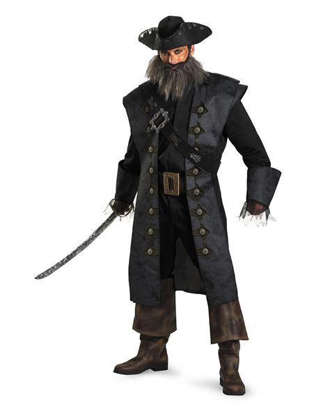 Mens Black Beard Pirate Adult Costume - Mr. Costumes