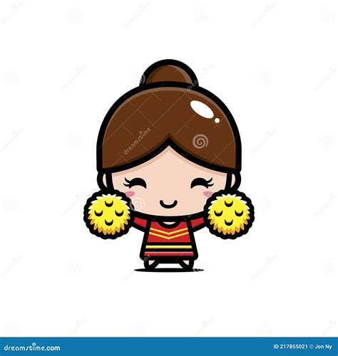 Cute Girl Cartoon Character To Be a Cheerleader Stock Vector ...