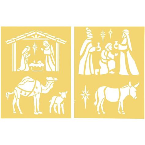 Nativity Scene Darice® Craft Stencil - 8.5 x 11 Inches (Includes 2 Sheets) | Nativity scene ...