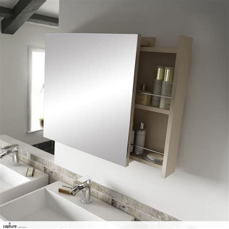 Practical and sleek mirrored bathroom cabinet with sliding storage system perfect to hide away ...