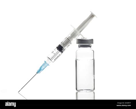 Glass Medicine Vial and Syringe on white background Stock Photo - Alamy