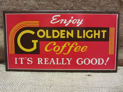 Vintage Golden Light Coffee Sign by antiquesfromtheshed on Etsy