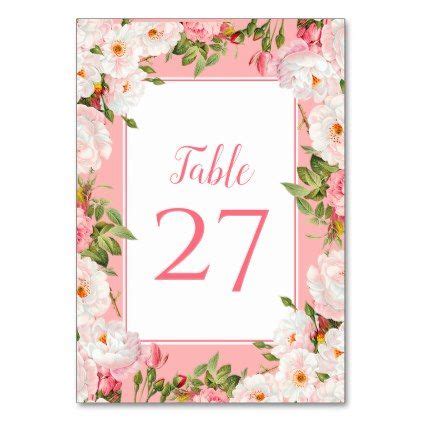 Pretty Pink Wild Rose | Wedding Reception Table Number | Zazzle.com in ...