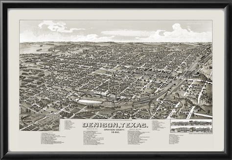 Denison TX 1886 Restored Map | Vintage City Maps