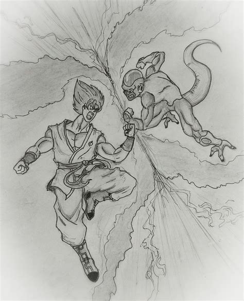 [OC] Tried drawing Goku vs Frieza. Thoughts on this? : r/dbz