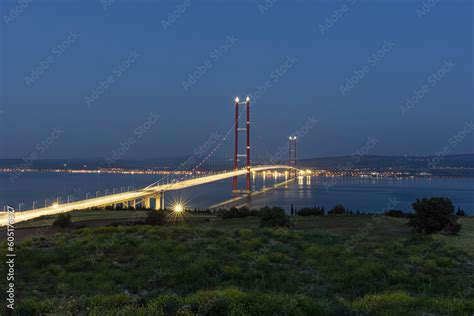 1915 Canakkale Bridge aerial view in Canakkale, Turkey. World's longest suspension bridge opened ...