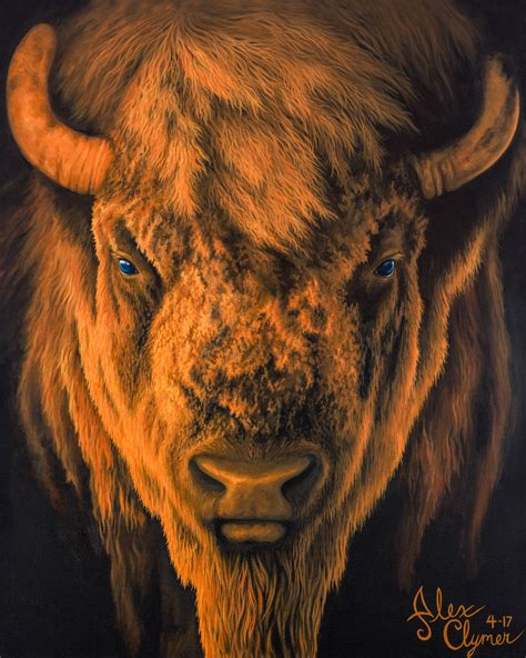 Bison Painting Buffalo Painting American Bison Close Up