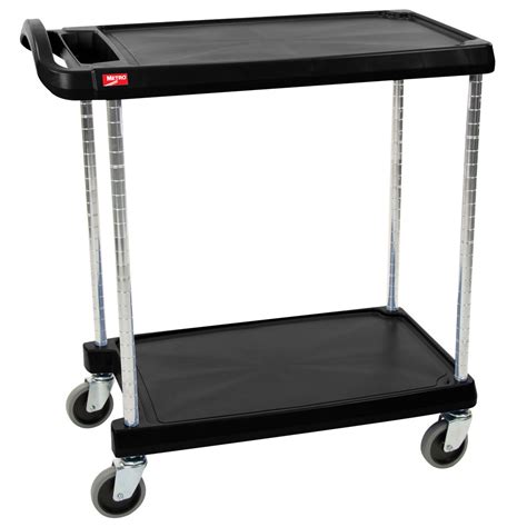 Metro myCart MY2030-24BL Black Utility Cart with Two Shelves and Chrome ...