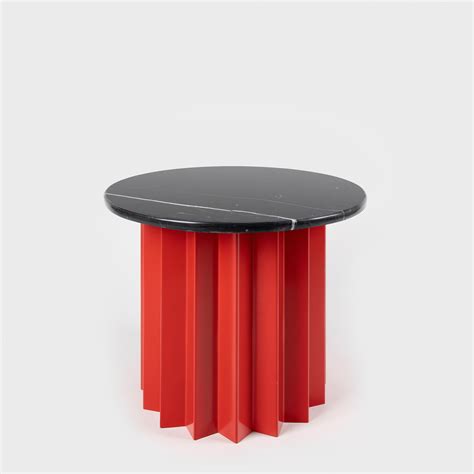 Contemporary Modern, Volume Low Side Table, Metal Base and Black Toros Marble Top For Sale at ...