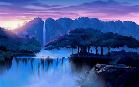 Lovely Waterfall Jungle Sunset wallpapers | Lovely Waterfall Jungle Sunset stock photos