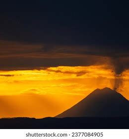 Sunset Photo Large Volcano Eruption Ice AI-generated image 2377084905 ...