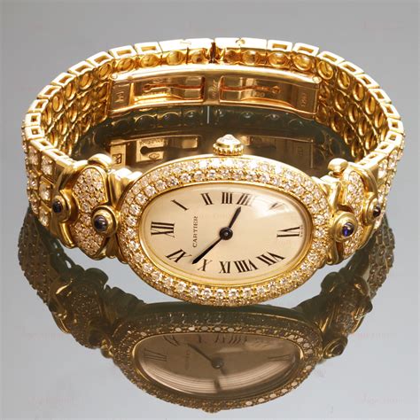 CARTIER Baignoire 18k Yellow Gold Diamond Watch Bracelet-MTS