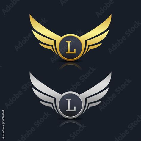 "Wings Shield Letter L Logo Template " Stock image and royalty-free ...