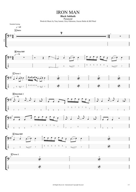 Iron Man Tab by Black Sabbath (Guitar Pro) - Full Score | mySongBook