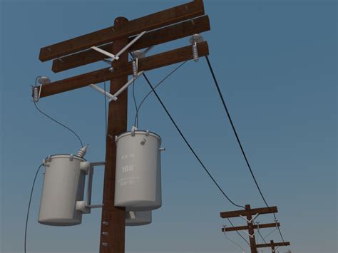 Wooden Power Line 3D Model - 3D Models World