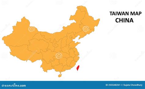 Taiwan Province Map Highlighted on China Map with Detailed State and ...