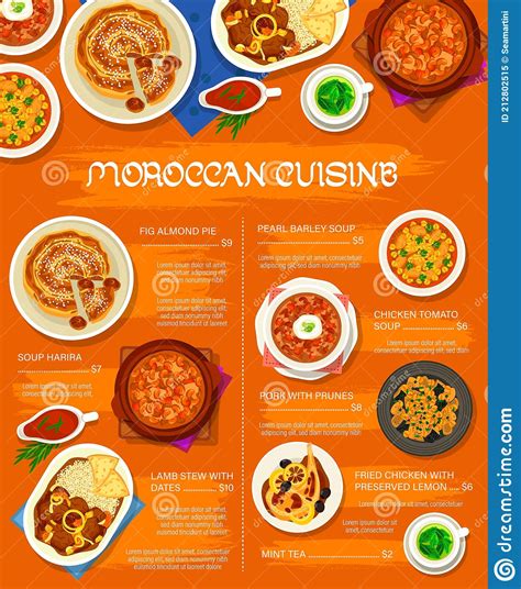 Moroccan Cuisine Restaurant Menu Vector Cover Stock Vector ...