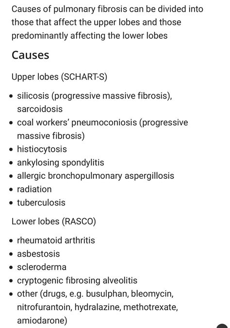 Causes of Lung fibrosis (Source:Medscape) : r/Medpedia