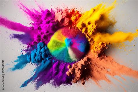 Happy Holi, Top view on multicolored holi powder, Colorful holi gulal powder, Indian holi ...