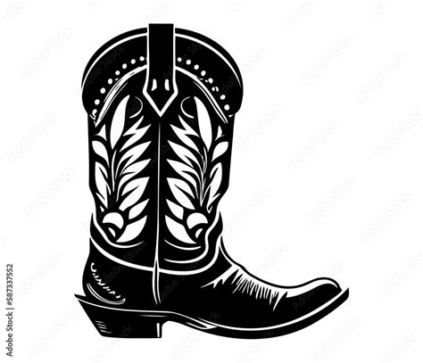 Cowboy boots, Cowgirl boots vector black graphic illustration Stock Vector | Adobe Stock