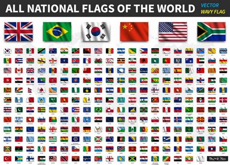 All national flags world with names Royalty Free Vector